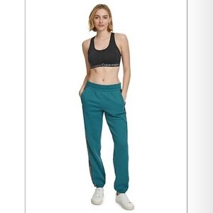 $60 Calvin Klein Womens Eco Fleece Logo Stripe Joggers Pants
